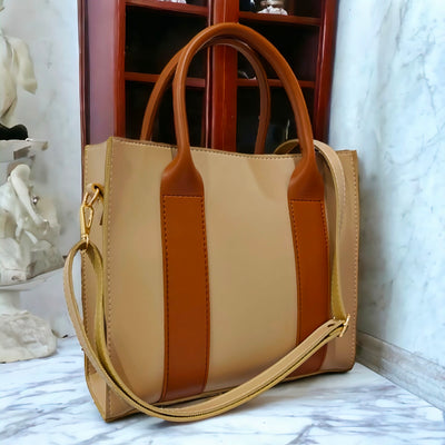 Classic Two-Tone Leather Tote Bag